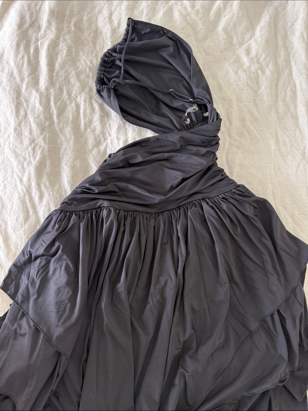 BABYBOO Black One-Shoulder Draped Women's Dress - Picture 3 of 3